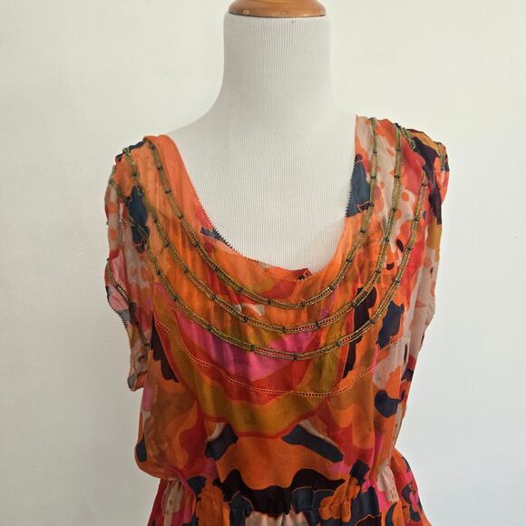 Diane von Furstenberg Ezmeralda Silk Blouse Emellished Layered Floral Women 8 - Picture 4 of 14